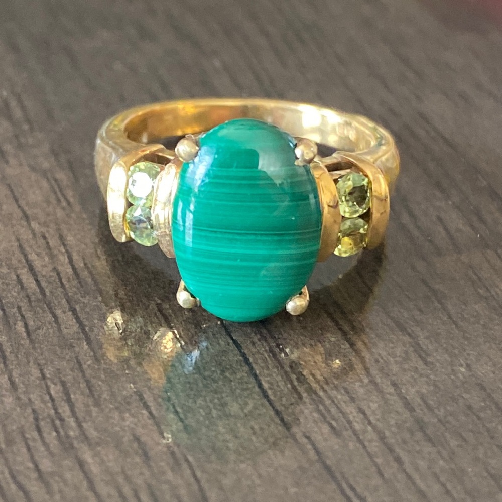 Malachite and Peridot Ring, GbD, Sizes 7.75 9, & 10